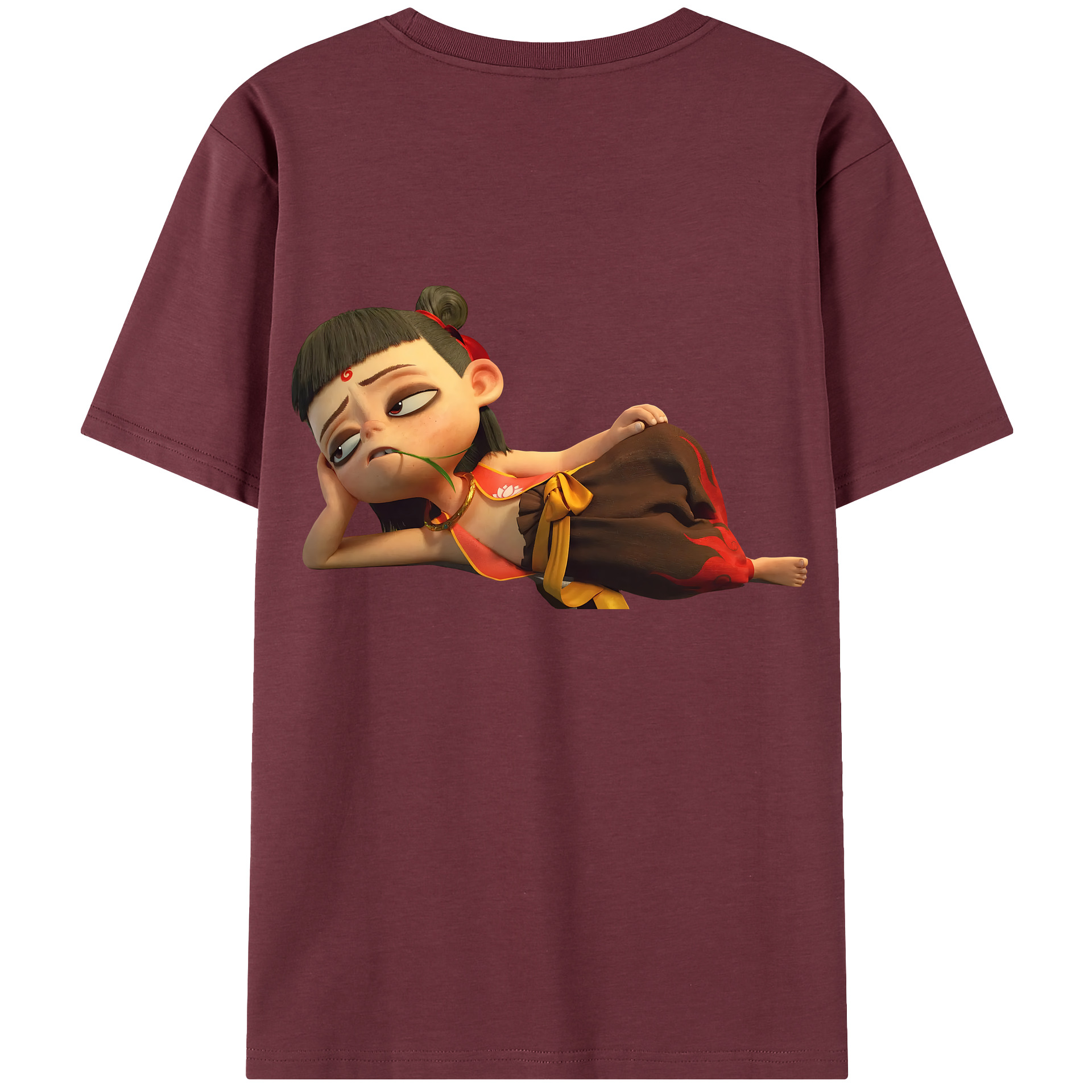 （画像用） Ne Zha 2 ナタ 魔童の大暴れ 綿100％半袖Tシャツ（背面プリント）